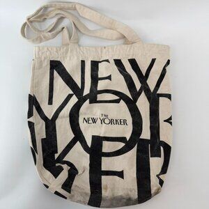 The New Yorker Canvas Tote Bag Natural Cotton Graphic Print Magazine Logo